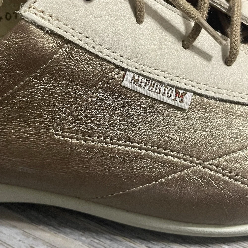 MEPHISTO Cool-Air Womens Sz 10.5‎ Bronze Tan Debby Platinum Leather Sneakers